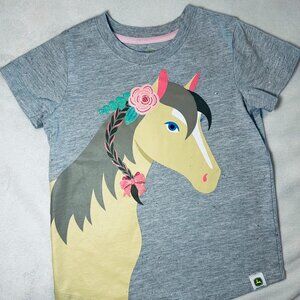 John Deere | Girls Sparkly Horse T-Shirt | Gray